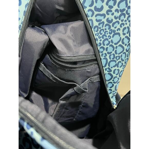 Ame & Lulu Tennis Backpack Blue Leopard Print Racquet Bag Sport Gym Travel - Picture 4 of 9